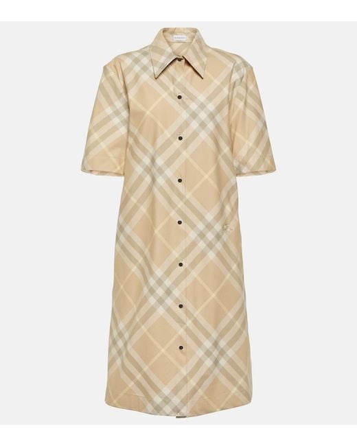 Burberry Natural Embroidered Cotton Shirt Dress