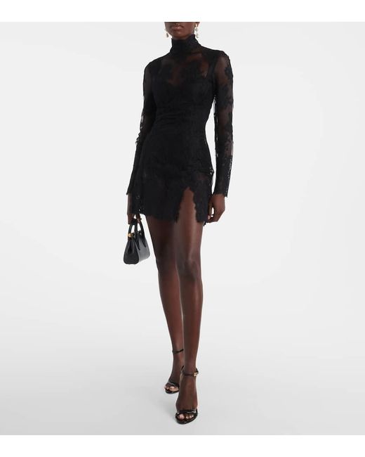 Dolce & Gabbana Black Cord Floral Lace Minidress