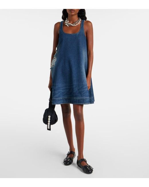 Simone Rocha Blue Distressed Denim Minidress
