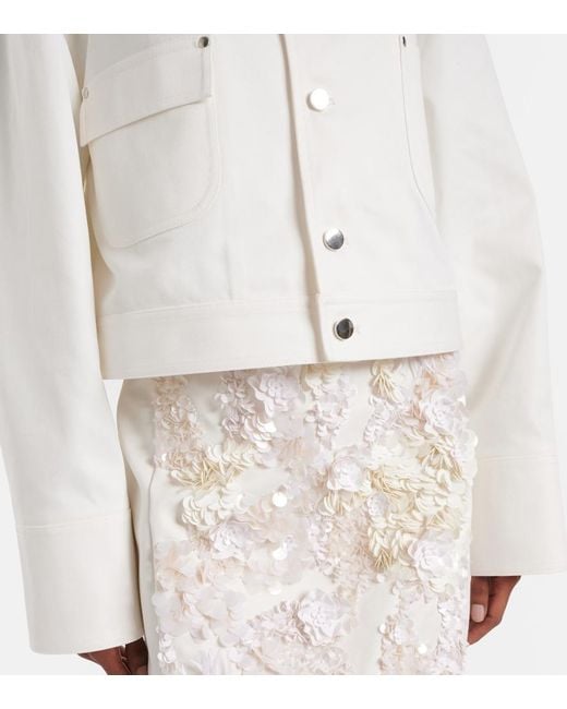 Plan C White Sequined Cotton Drill Jacket