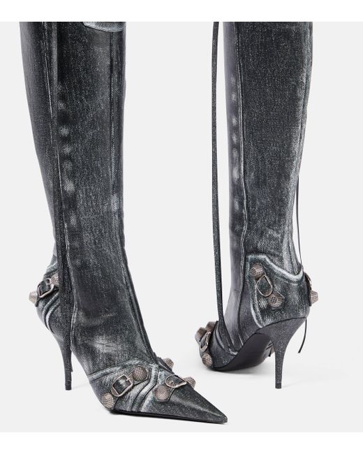 Balenciaga Black Cagole 90 Leather Knee-high Boots