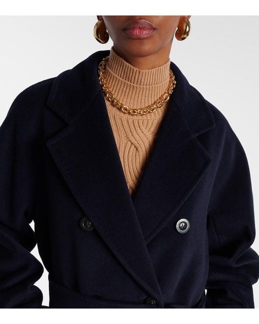 Max Mara Blue Madame Wool And Cashmere Wrap Coat