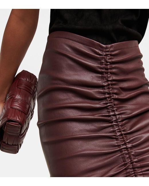Stouls Purple Mouna Ruched Leather Miniskirt