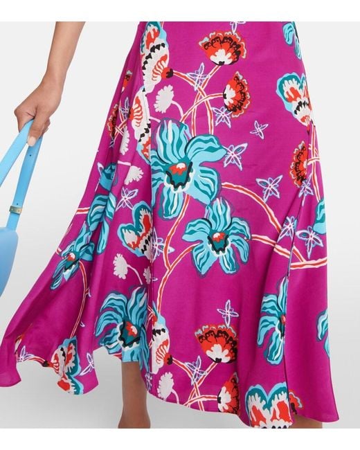Diane von Furstenberg Purple Nella Floral Midi Dress
