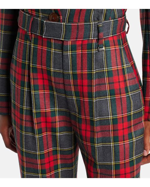 【Vivienne Westwood】Ray checked virgin wool wide-leg pants Ray checked virgin wool wide-leg pants in red - Vivienne