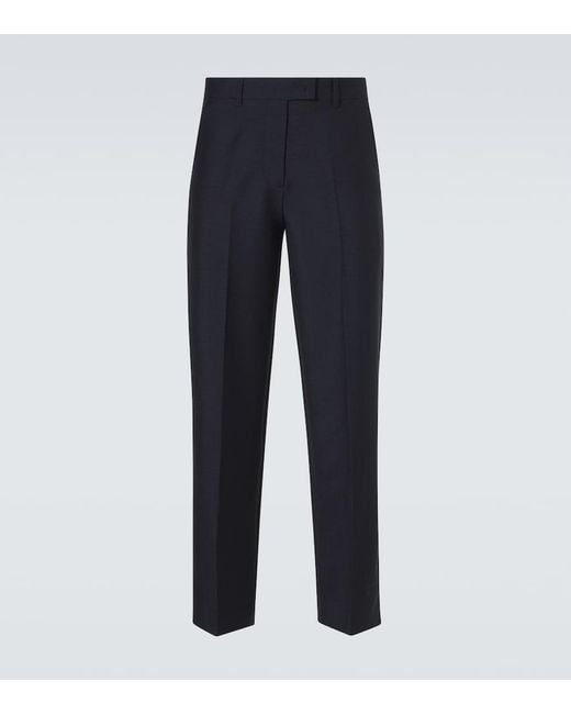 Miu Miu Blue Pleated Mohair And Wool Straight-Leg Pants for men
