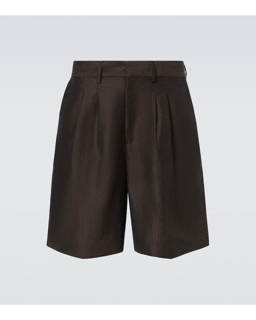 Commas Black Linen And Wool Shorts for men
