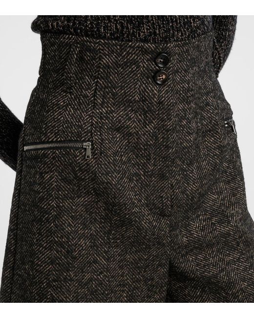 Max Mara Black Herringbone Wool-Blend Shorts