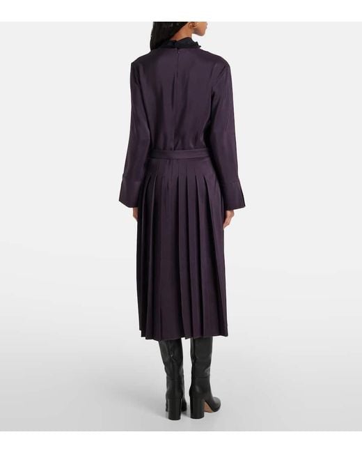 Joseph Black Pleated Wool And Silk Midi Dress