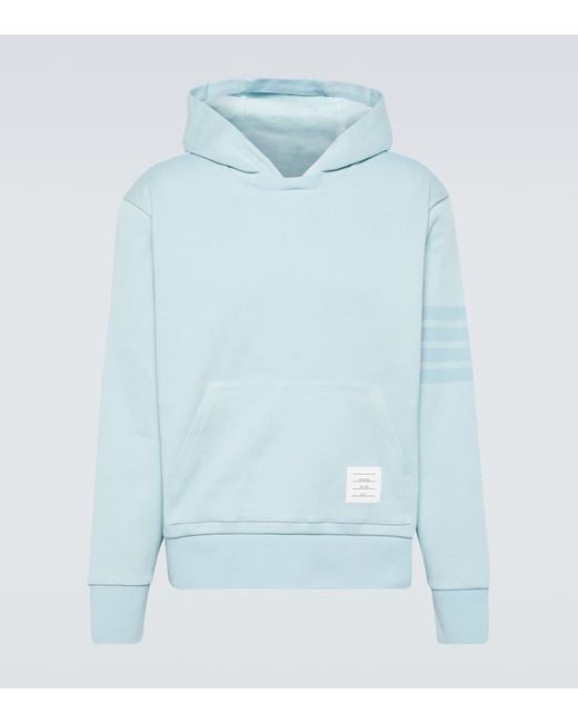 Thom Browne Blue 4-bar Cotton Jersey Hoodie for men