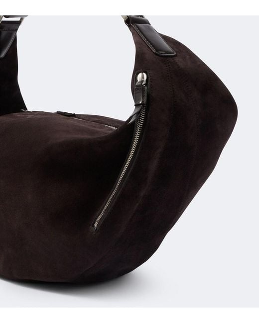 Lemaire Black Quiver Clip Large Suede Shoulder Bag for men