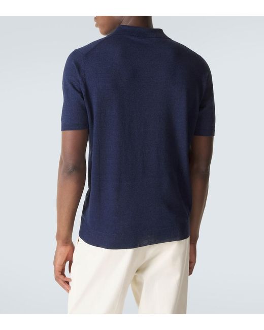 Thom Sweeney Blue Linen And Cotton Polo Shirt for men