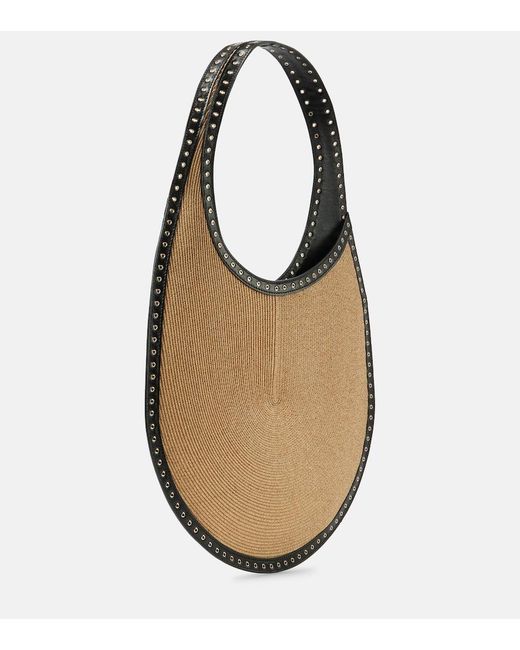 Alaïa Brown One Piece Medium Paper Straw Shoulder Bag