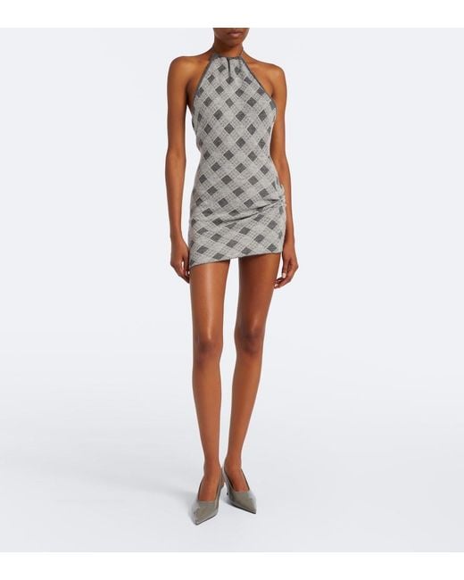 AYA MUSE Gray Axis Wool-Blend Minidress