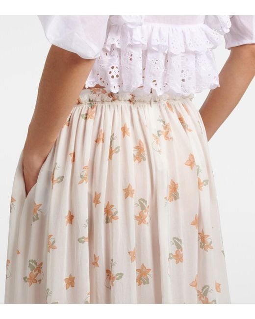 Chloé White Floral Silk Maxi Skirt