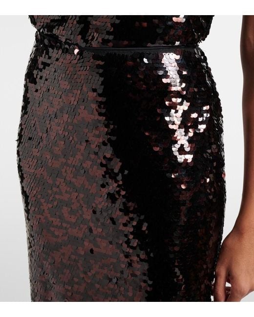 Staud Black Ciara Sequined Pencil Skirt
