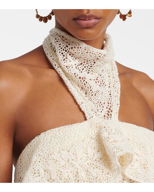 Isabel Marant Natural Dunvel Crochet Halterneck Crop Top