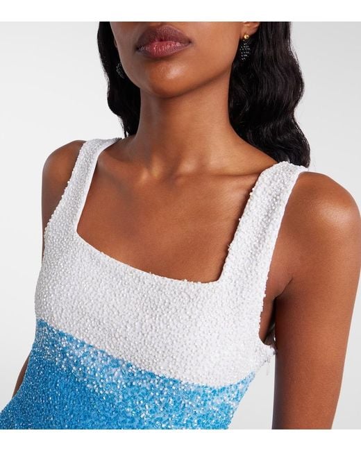 Staud Blue Le Sable Beaded Minidress