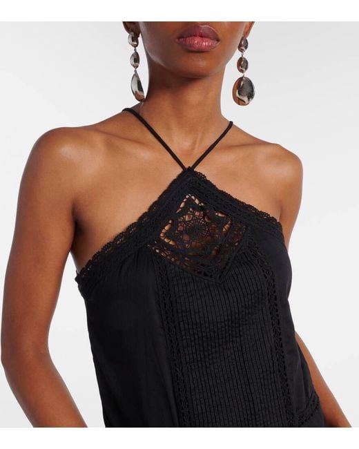 Isabel Marant Black Geraldin Lace-Trimmed Cotton Minidress
