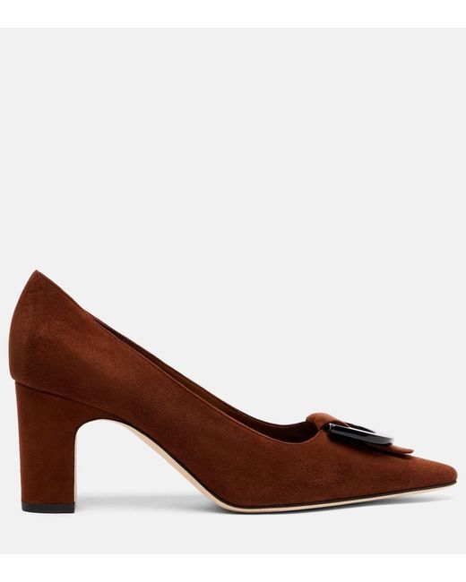 Manolo Blahnik Brown Beti 70 Suede Pumps