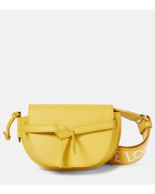 Loewe Gate Dual Mini Leather Shoulder Bag in Yellow | Lyst