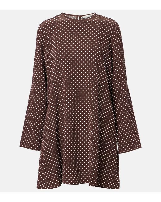Asceno Larissa Polka-Dot Silk Crepe Minidress in Brown | Lyst