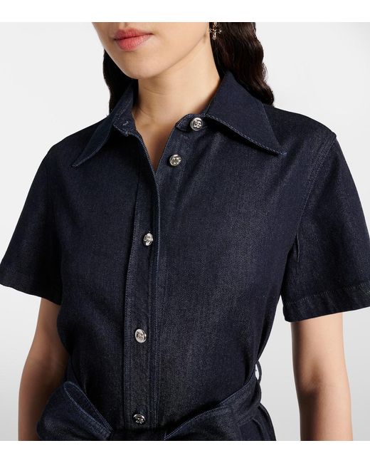 Dolce & Gabbana Blue Belted Denim Shirt Dress