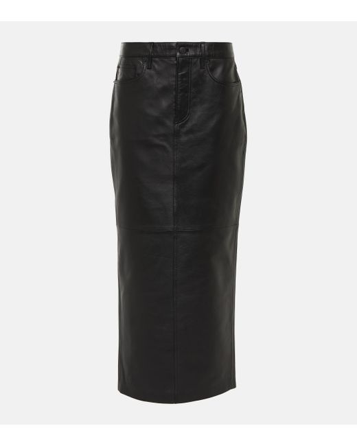 Jupe longue en cuir Wardrobe NYC en coloris Black