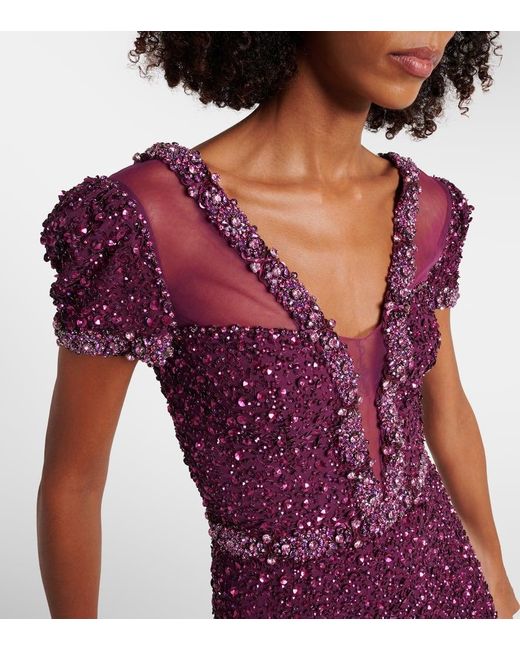 Jenny Packham Purple Embellished Gown