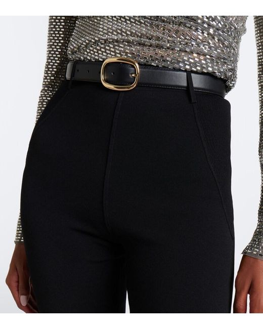 Self-Portrait Black Belted Knitted Capri Pants