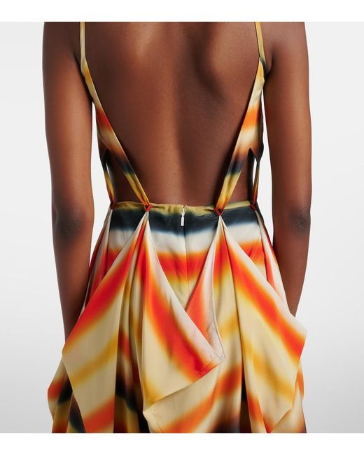 Loewe Metallic Paula's Ibiza Striped Silk Maxi Dress