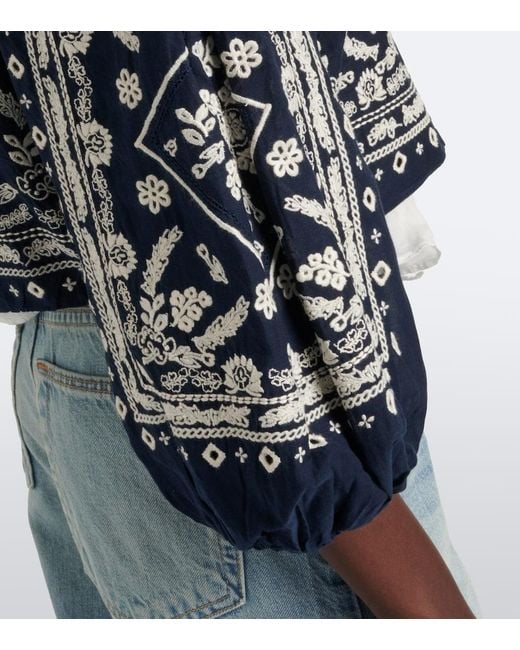 Veronica Beard Blue Drake Embroidered Cotton-Blend Jacket