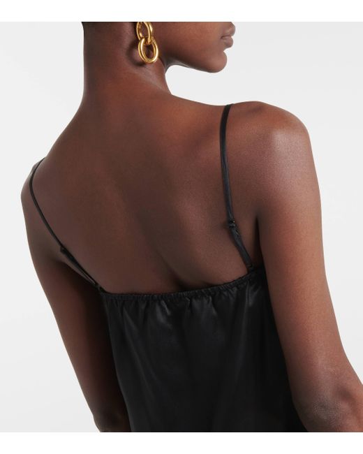 Co. Black Lace-trimmed Silk Satin Camisole