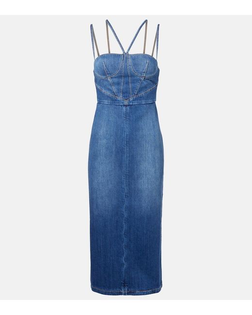 Nensi Dojaka Blue Denim Corset Dress