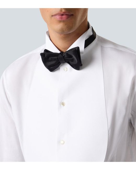 Giorgio Armani White Cotton Poplin Tuxedo Shirt for men