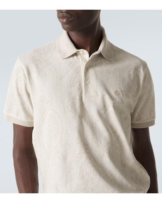 Etro White Paisley Cotton Polo Shirt for men