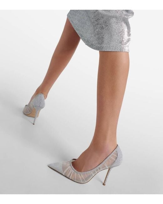 Escarpins Love 85 en tulle a paillettes Jimmy Choo en coloris White