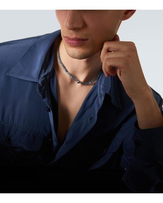 Ileana Makri Blue Sterling Beaded Necklace With Gemstones for men