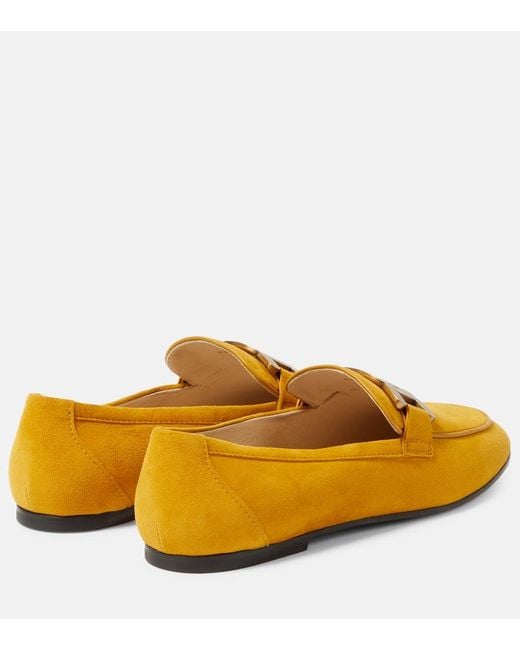 Tod's Yellow Loafers Kate aus Veloursleder