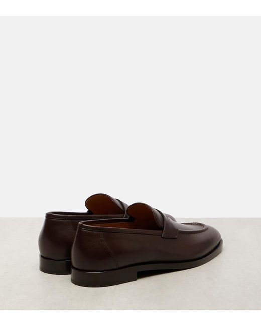 Loro Piana Brown Sergio Leather Penny Loafers