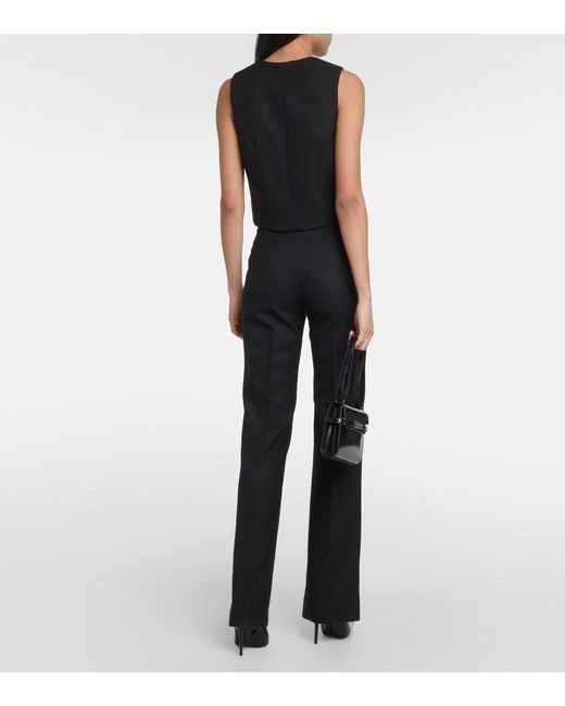 Nili Lotan Black Ismael Pinstriped Wool-Twill Vest