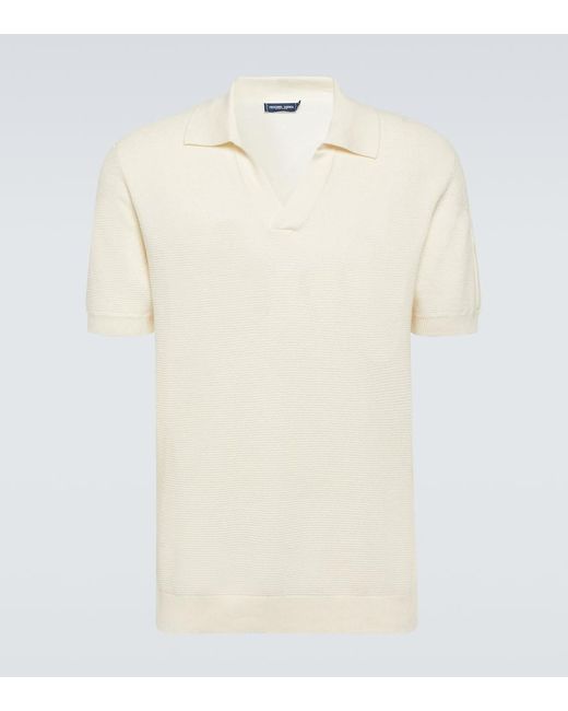 Frescobol Carioca White Rino Cotton And Silk Polo Shirt for men