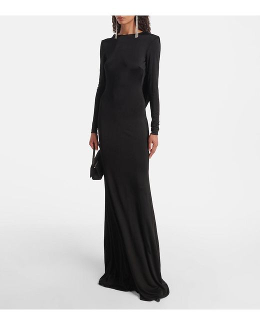 The New Arrivals Ilkyaz Ozel Black Roisin Draped Open-Back Gown
