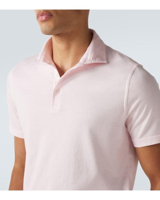 Fedeli Pink Cotton Jersey Polo Shirt for men