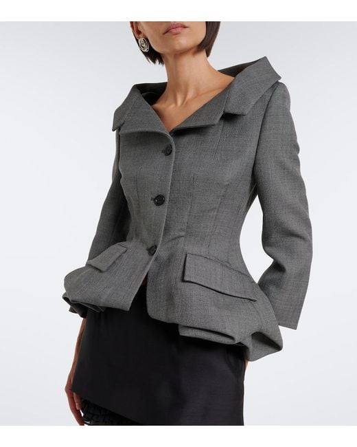 Magda Butrym Gray Peplum Virgin Wool Blazer