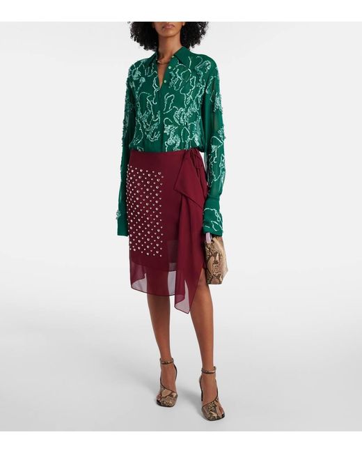 Camicia Semitrasparente Con Paillettes di Dries Van Noten in Green