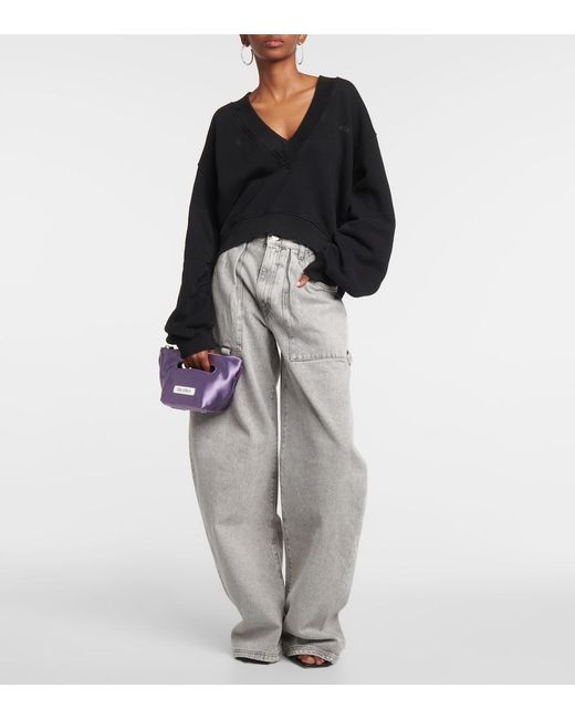 The Attico Gray Effie Mid-Rise Barrel-Leg Jeans