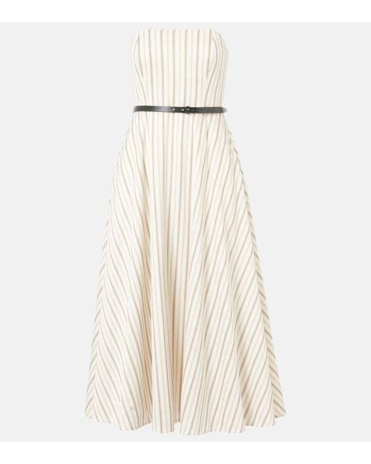 Max Mara Natural Fervida Cotton And Linen Midi Dress