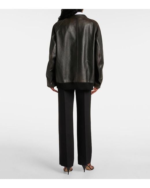 The Row Black Kengia Leather Jacket