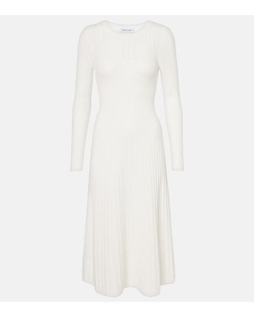Veronica Beard White Nami Ribbed-Knit Sweater Dress
